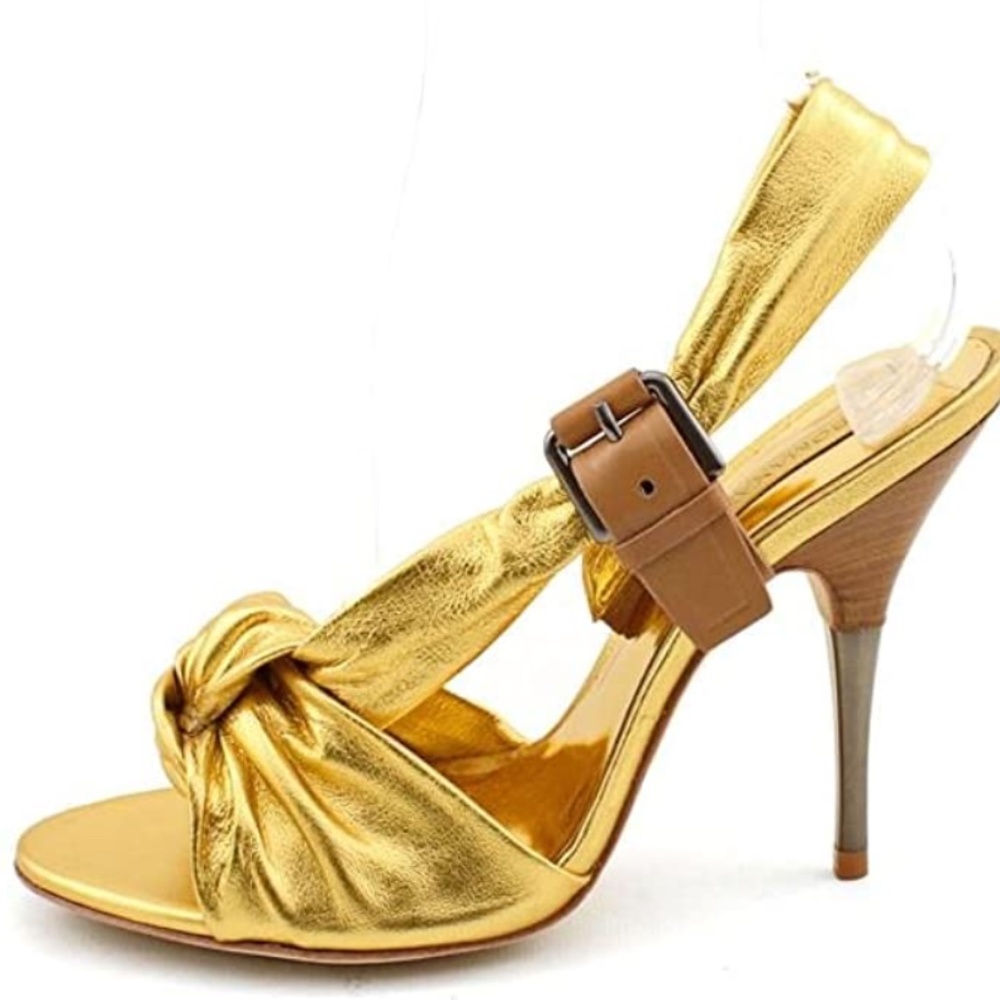 BCBG Max Azria Chelsey Open Toe Leather Slilettos